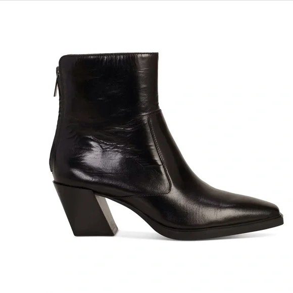 Vince Camuto Black Heeled Boots with Pointed Toe - Picture 1 of 9